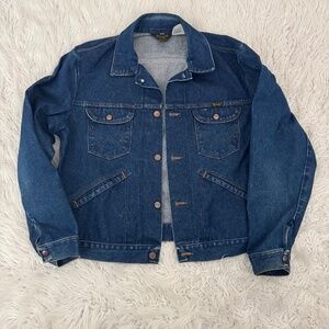 VTG Wrangler Denim Jacket Size 46 14oz Jean Trucker No Fault 14oz USA 70s/80s